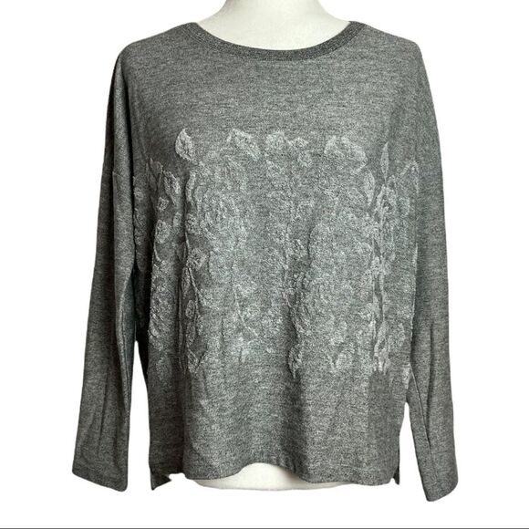 BB Dakota Wool Floral Sweater Gray Size S - Picture 1 of 4